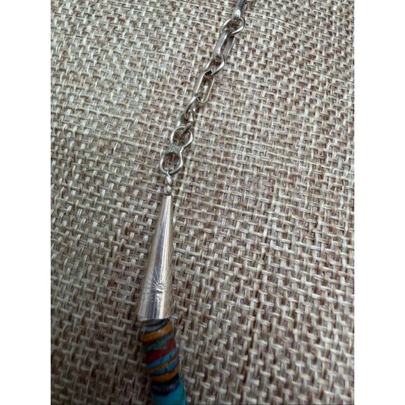 Sterling Silver Santo Domingo Pueblo Mosaic Heishi Necklace – Multicolor Artisan - Picture 8 of 11